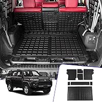 Rongtaod Cargo Mat Compatible with 2010-2024 Toyota 4Runner 5 Seats Trunk Mat Cargo Liner Back Seat Cover Protector 2023 4 Runner Accessories (Trunk Mats + Backrest Mats,Fit with Sliding Tray)