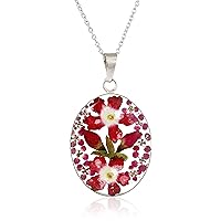 Amazon Essentials Sterling Silver/Gold Over Sterling Silver Pressed Flower Pendant Necklace (previously Amazon Collection)