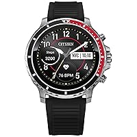 Citizen CZ Smart Grey Plated Silicone Strap Stainless Steel Smartwatch Touchscreen, Heartrate, GPS, Speaker, Bluetooth, Notifications, iPhone and Android Compatible, Powered by Google Wear OS