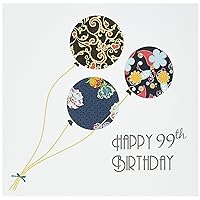 Happy 99th Birthday Modern floral Balloons 99 year Bday - Greeting Cards, 6 x 6 inches, set of 6 (gc_162040_1)