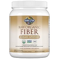 Fiber Supplement, Raw Organic Fiber Powder, 30 Servings, 15 Organic Superfoods, Probiotics, Omega-3 ALA, 4g Soluble Fiber, 5g Insoluble Fiber for Regularity, Psyllium Husk Free Fiber