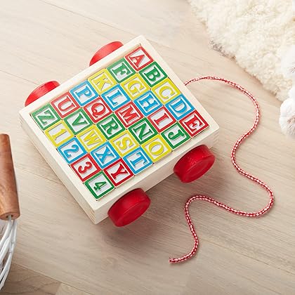 Melissa & Doug Classic ABC Wooden Block Cart Educational Toy With 30 1-Inch Solid ABC Wood Blocks For Toddlers Ages 2+