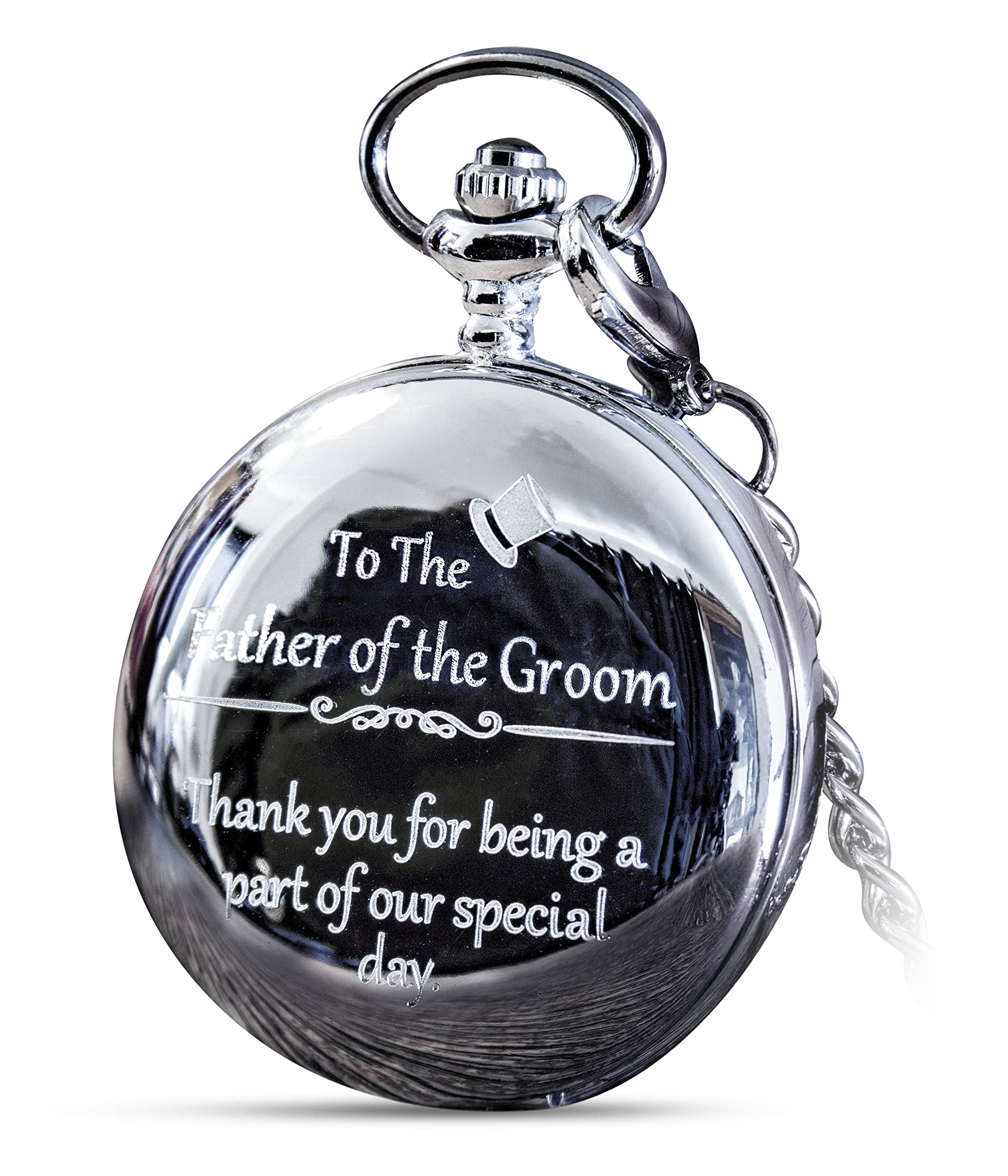 FJ FREDERICK JAMES Father of The Groom Gifts - Engraved 'Father of The Groom' Pocket Watch - Wedding Gifts for Father of The Groom from Groom & Bride