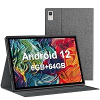 Android Tablet 10 inch with Case, Android 12 Tablet, 6GB RAM 64GB ROM, 512GB Expand Android Tablet with Dual Camera, 5G & 2.4G WiFi, Bluetooth, 8000mAh, HD Touch Screen, Google GMS Certified