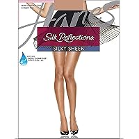 Hanes Women`s Set of 3 Silk Reflections Non-Control Top Sheer Toe Pantyhose AB, Cafe Au Lait