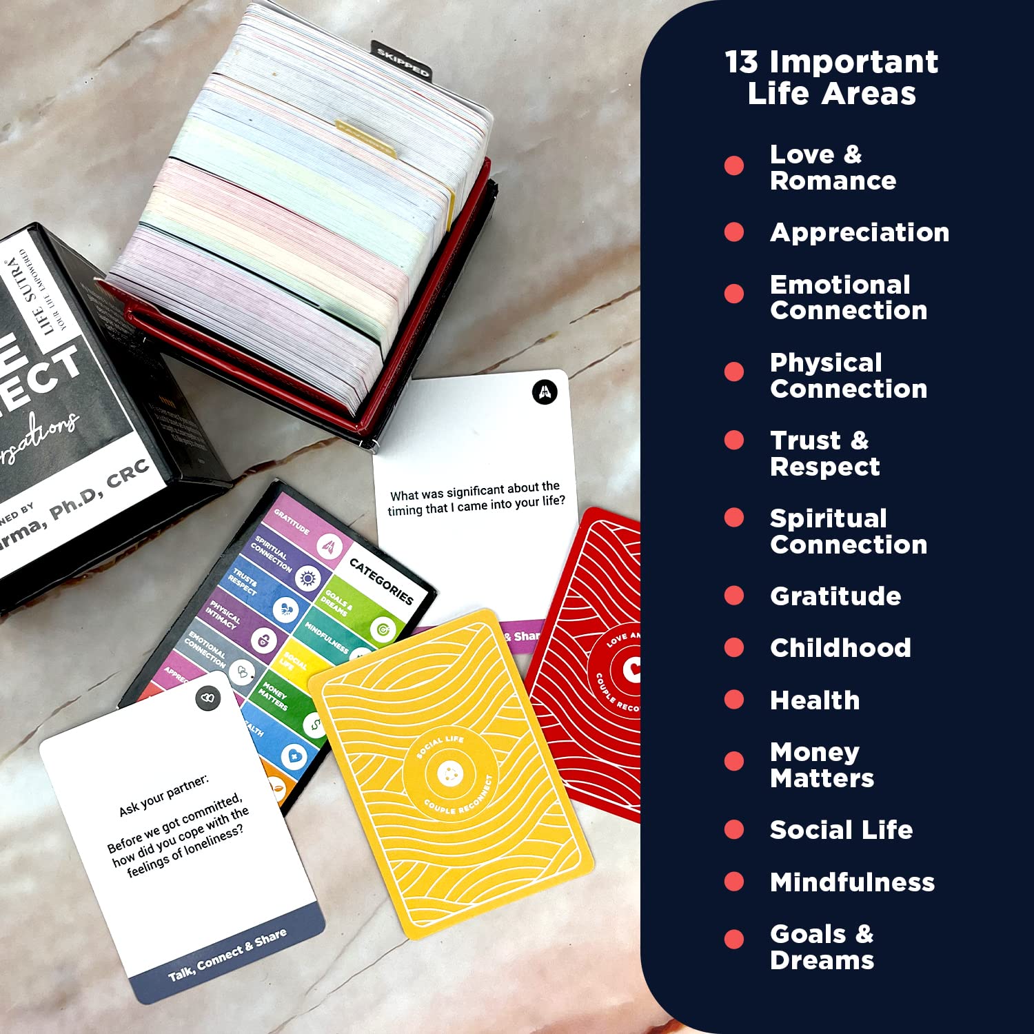 Life Sutra - Couple Reconnect Game - Couples Game for Married Couples - 200 Couples Conversation Cards - Speak Your Love Language - Card Game for Couples - Designed by an American Psychologist