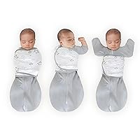 6-Way Omni Swaddle Sack for Newborn, Transitional Swaddle Sack with Wrap & Arms Up Sleeves & Mitten Cuffs, Easy Swaddle Transition, Better Sleep, Gray Stars, Small, 0-3 Months