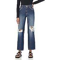 The Drop Women's Luca High Rise Distressed Loose Straight Fit