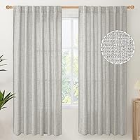 YoungsTex Light Grey Linen Curtains 72 Inch Length for Living Room Back Tab Light Filtering Window Drapes for Dining Room Bedroom Rod Pocket, 52 X 72 Inch, 2 Panels