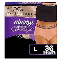 Always Discreet Boutique Incontinence Underwear for Women, Large, 18 x 2 Packs (36 Count total) (Packaging May Vary)
