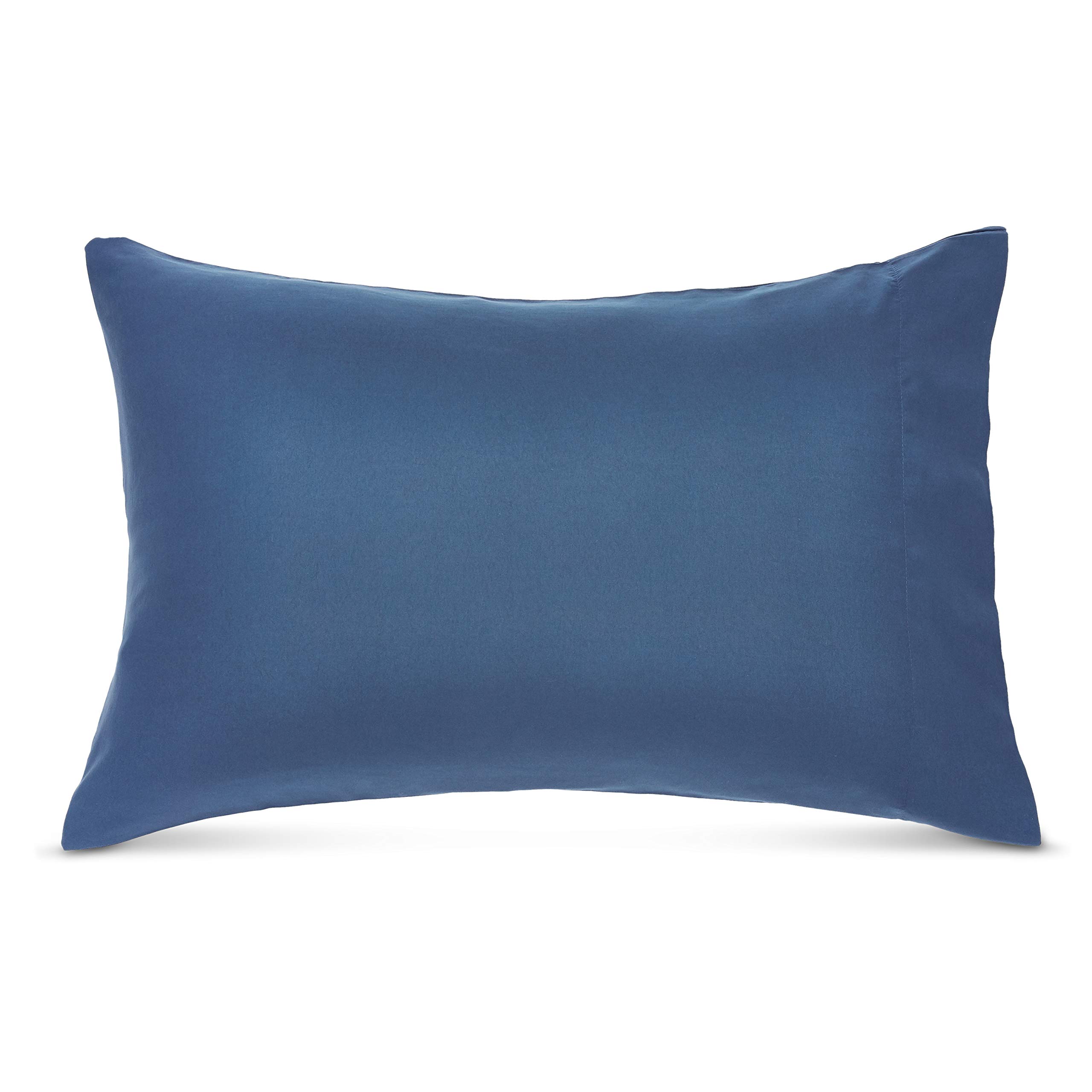 Amazon Basics Lightweight Microfiber Bed-in-a-Bag Comforter 7-Piece Bedding Set, Full/Queen, Blue Calvin Striped