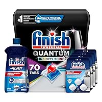 Finish Quantum Infinity Shine- Dishwasher Detergent - Powerball - Our Clean & Shine Tablets Dish Tabs & Finish Jet-dry, Rinse Agent & Finish In-Wash Dishwasher Cleaner: Clean Hidden Grease and Grime