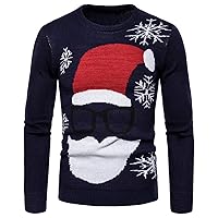 Andongnywell Men's Santa and Snowflakes Sweater ullover for Xmas Party Celebrations ristmas Long Sleeve Knitted Top