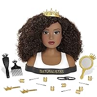 Naturalistas Dayna Deluxe Crown and Curls Fashion Styling Head, 3C Textured Hair, 19 Accessories, Designed and Developed by Purpose Toys
