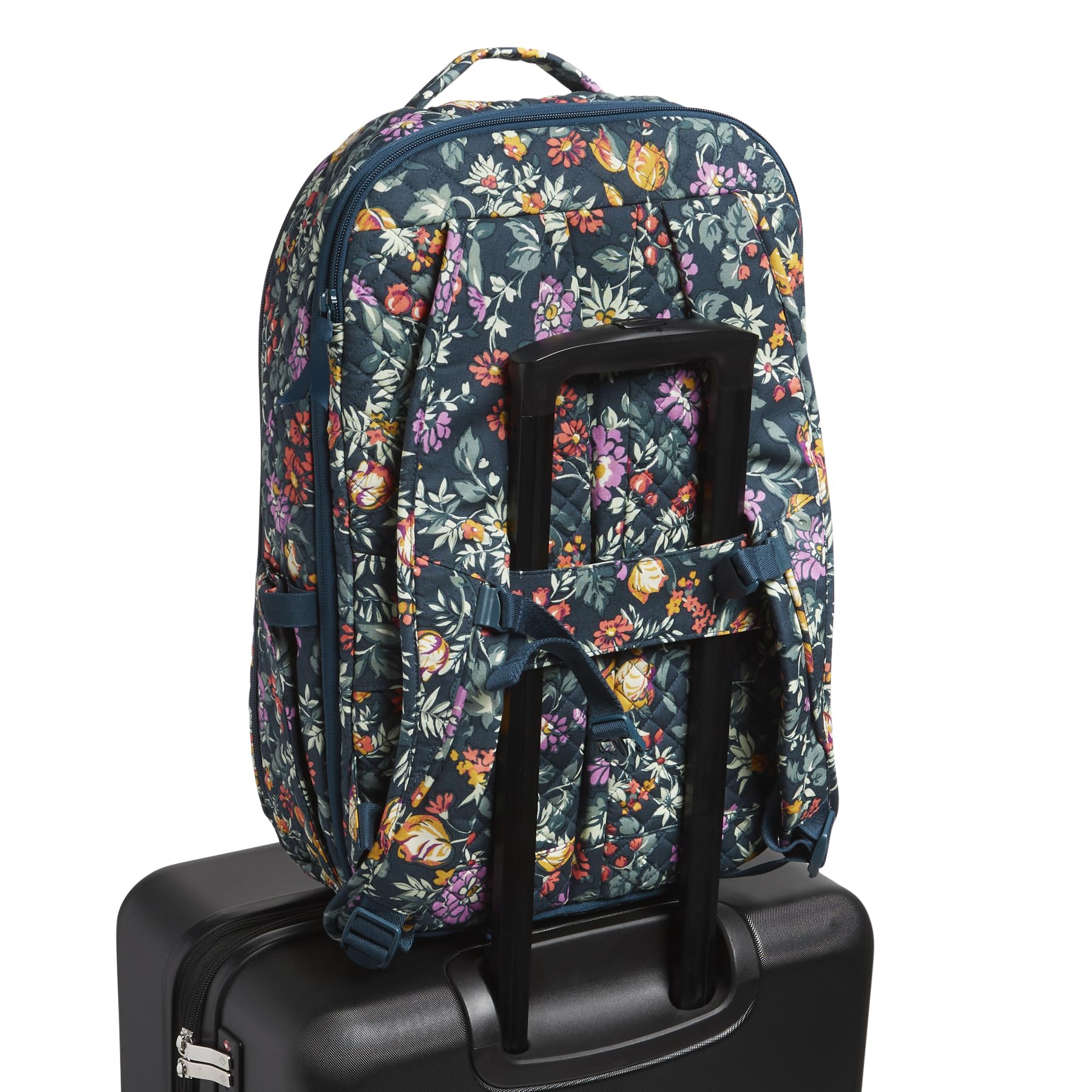 Vera Bradley Women's, Cotton Large Travel Backpack Travel Bag, Fresh-cut Floral Green, One Size