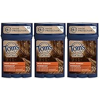Tom's of Maine Men's Long Lasting Wide Stick Deodorant, Deep Forest, 2.25 Ounce (Pack of 3)