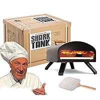 Bertello Outdoor Pizza Oven Black + Pizza Peel Combo. Wood Fire Portable Brick Oven - Portable Pizza Maker. As Seen on SHARK TANK