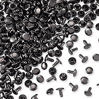 200 Sets Leather Rivet Kit, 8mm/0.3inch Round Double Cap Leathercraft Rivets for Leather Fabric, Metal Tubular Metal Studs Rivets Tool for Shoes Bags Hats (Gun Black)