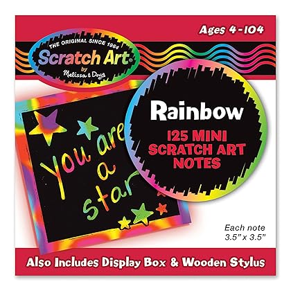Melissa & Doug Scratch Art Rainbow Mini Notes (125) With Wooden Stylus - Color Scratch Art Mini Notes, Party Favors, Stocking Stuffers, Arts And Crafts For Kids