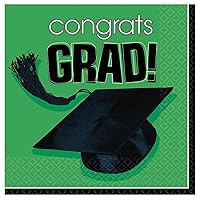 Flying Colors Graduation Party School Colors Luncheon Napkins Green Tableware, Green, Paper , 6