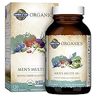 Garden of Life Organics Whole Food Multivitamin for Men 40+ 120 Tablets, Vegan Mens Multi for Health & Well-Being Certified Organic Whole Food Vitamins & Minerals for Men Over 40 Mens Vitamins