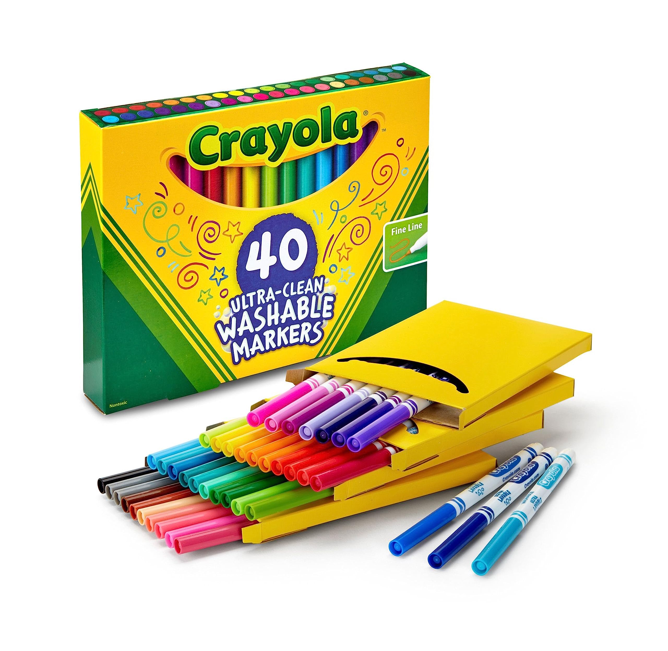 Crayola Ultra Clean Fine Line Washable Markers, Kids, Back To School Gifts, 40 Count