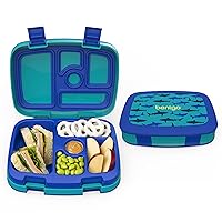 Bentgo® Kids Prints Leak-Proof, 5-Compartment Bento-Style Kids Lunch Box - Ideal Portion Sizes for Ages 3 to 7 - BPA-Free, Dishwasher Safe, Food-Safe Materials (Sharks)