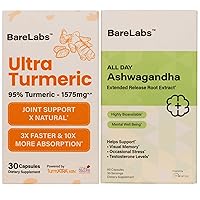 Ultra Turmeric - High Absorption, 100% Natural & Water Dispersable Ashwagandha Supplements Root 300mg, Extended Release 12hrs