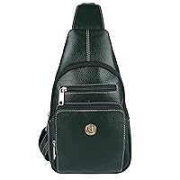 100% Pure Leather 12 inches Sling Cross Body Outdoor Travel Passport Chest Bag for Men and Women