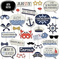 Big Dot of Happiness Funny Ahoy - Nautical - Baby Shower or Birthday Party Photo Booth Props Kit - 30 Count