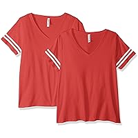 AquaGuard Women's Plus Size Curvy Football Premium Jersey T-Shirt-2 Pack, VN RED/Blue White, 18-20