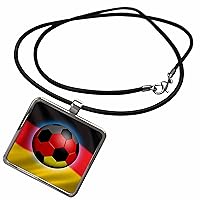 3dRose Carsten Reisinger Illustrations - Germany soccer ball concept german flag banner waving national country - Necklace With Rectangle Pendant (ncl_155052)