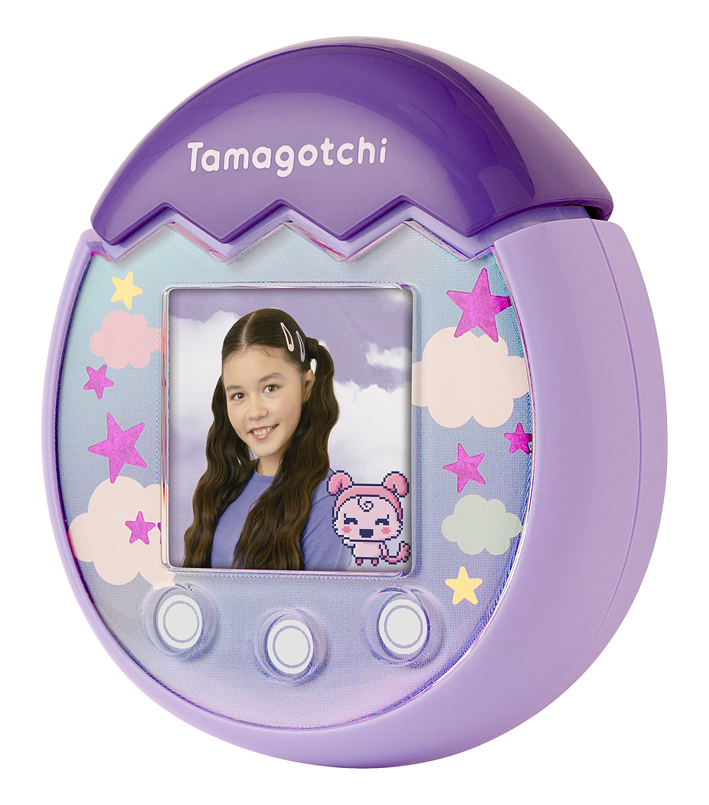 TAMAGOTCHI 42902 Bandai Pix-The Next Generation of Virtual Reality Pet with Camera, Games and Collectable Characters-Sky, Purple