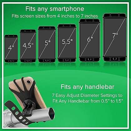 E Tronic Edge Bike Phone Mount - Rotating Cell Phone Holder for Bicycle Handlebar Compatible with iPhone 6 7 8 X 11 12 13 Samsung Galaxy (All-Terrain)