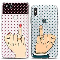 Matching Couple Cases Compatible for Google Pixel 8 Pro 7a 7 Pro 6 Pro 6a 6 5a 5 XL 4a 5G 4 XL 4a Engaged Rings Hands Cute Wedding Anniversary Mate Gift Girlfriend Love Silicone Pair Cover Clear