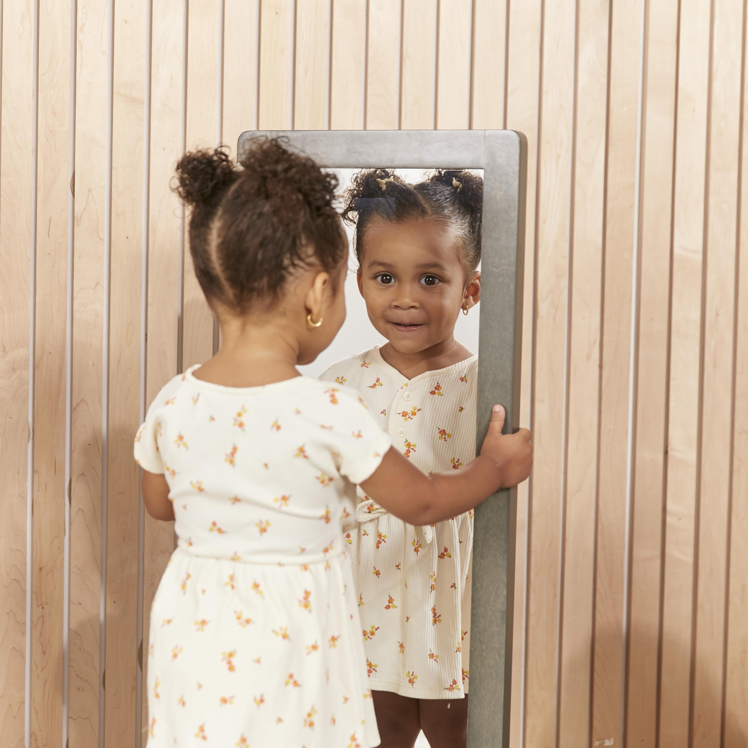 ECR4Kids Toddler Single-Sided Bi-Directional Mirror, Kids Furniture, Grey Wash