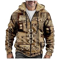 Mens Jacket Winter Full-Zip Hooded Sweatshirt Warm Fleece Lined Jacket Stylish Hooded Sweatshirt Soft Warm Coat