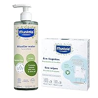 Certified Organic Micellar Cleansing Water & Reusable 100% Cotton Eco-Wipes Bundle - For Makeup Removal or Baby Quick Cleanups