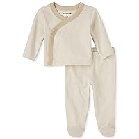 The Children's Place unisex-baby Newborn Take Me Home Set, 100% Cotton, Long Sleeve, Side Snap Kimono Top and Pants 2-pack