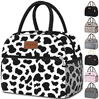 Lunch Bag Women,Cow Print Lunch Box for Women Adult Men, Insulated Reusable Small Leakproof Cooler Cute LunchBox Tote for Work Office Picnic Beach or Travel (Cow)