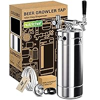 NutriChef Pressurized Growler Tap System, 128oz Stainless Steel Mini Keg Dispenser Portable Kegerator Kit, Co2 Pressure Regulator Keeps Carbonation for Craft Beer, Draft and Homebrew