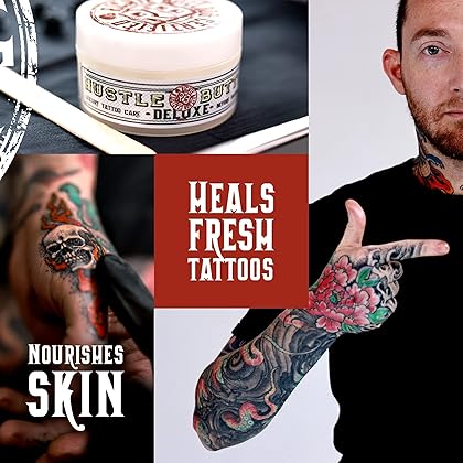 Hustle Butter Tattoo Aftercare 5 fl oz Tattoo Balm, For New & Older Tattoos - Safe While Healing - Vegan Tattoo Cream No-Petroleum