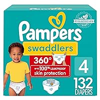Swaddlers 360 Pull-On Diapers, Size 4, 132 Count, One Month Supply, for up to 100% Leakproof Skin Protection and Easy Changes