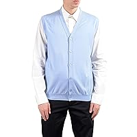 Kiton Napoli Men's Cashmere Silk Light Blue Button Up Knitted Vest Size US S IT 48