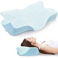Anvo Cervical Pillow for Neck Pain Relief - Pillow for Neck and Shoulder Pain - Neck Pillows for Pain Relief Sleeping- Memory Foam Side Sleeper Pillow- Contour Orthopedic Pillow - Blue, Soft