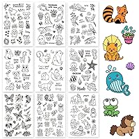 GLOBLELAND 9 Sheets Animal Theme Silicone Clear Stamps Seal for Card Making Decoration and DIY Scrapbooking(Ocean Life, Forest Animals, Butterfly Flower, Dinosaur, Bird, Plants)