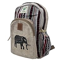 Handmade Natural Hemp Nepal Backpack Purse Small Lightweight Daypack (Elephant)