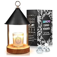 Candle Warmer Lamp,with Timer and Dimmable Flameless Scented Candle Wax Warmer,Bi Metal Shade Anti-scald Design Electric Candle Melter for Jar Candles with 2 Bulbs for Home Decor and Gift-Black