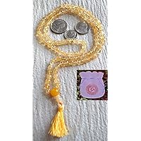 Citrine Beads JAPA MALA Necklace. Blessed & Energized TOP Grade Genuine Quality (108+1) Hindu Tibetan Buddhist Prayer Karma Beads SUBHA Rosary MALA for Vitality, Nirvana, Bhakti,