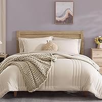 Monbix Queen Comforter Sets,Queen Bedding Set 7 Pieces, All Seasons Comforters,Fluffy Bed Set Warm Bed in A Bag Queen with Sheets(Apricot Beige, Queen, 90''x90'')